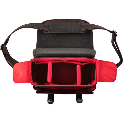 Oberwerth Edward Camera Bag (Full-Grain Leather, Black with Red Stitching)