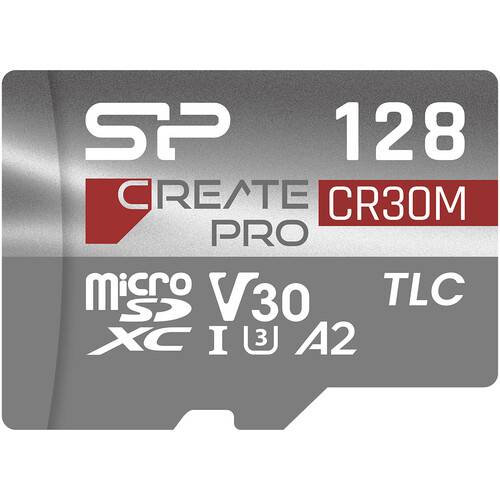 Silicon Power 128GB CreatePro CR30M UHS-I microSDXC Memory Card with SD Adapter