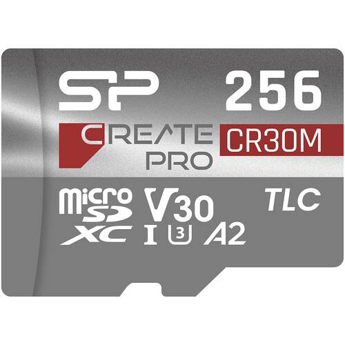 Silicon Power 256GB CreatePro CR30M UHS-I microSDXC Memory Card with SD Adapter