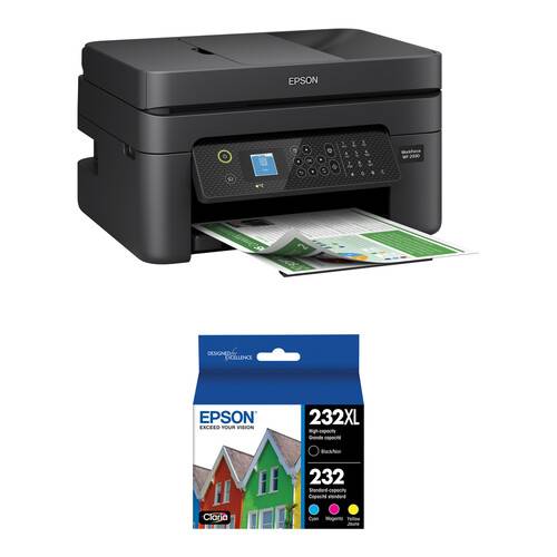 Epson WorkForce WF-2930 Wireless All-in-One Color Inkjet Printer with Standard Capacity Color and High Capacity Black Inks Kit