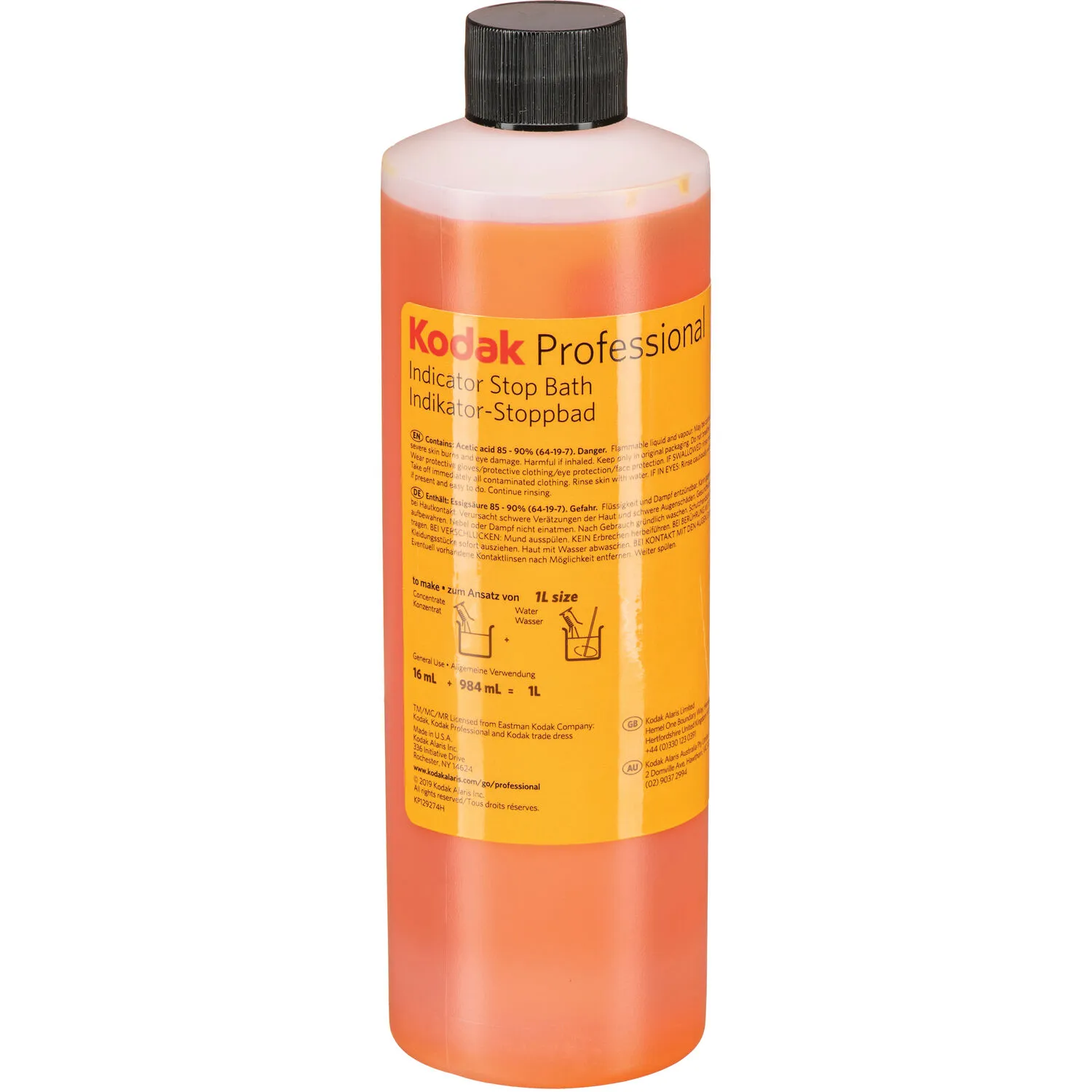Kodak Indicator Stop Bath (Liquid) for Black &amp; White Film &amp; Paper (Makes 8 Gallons)