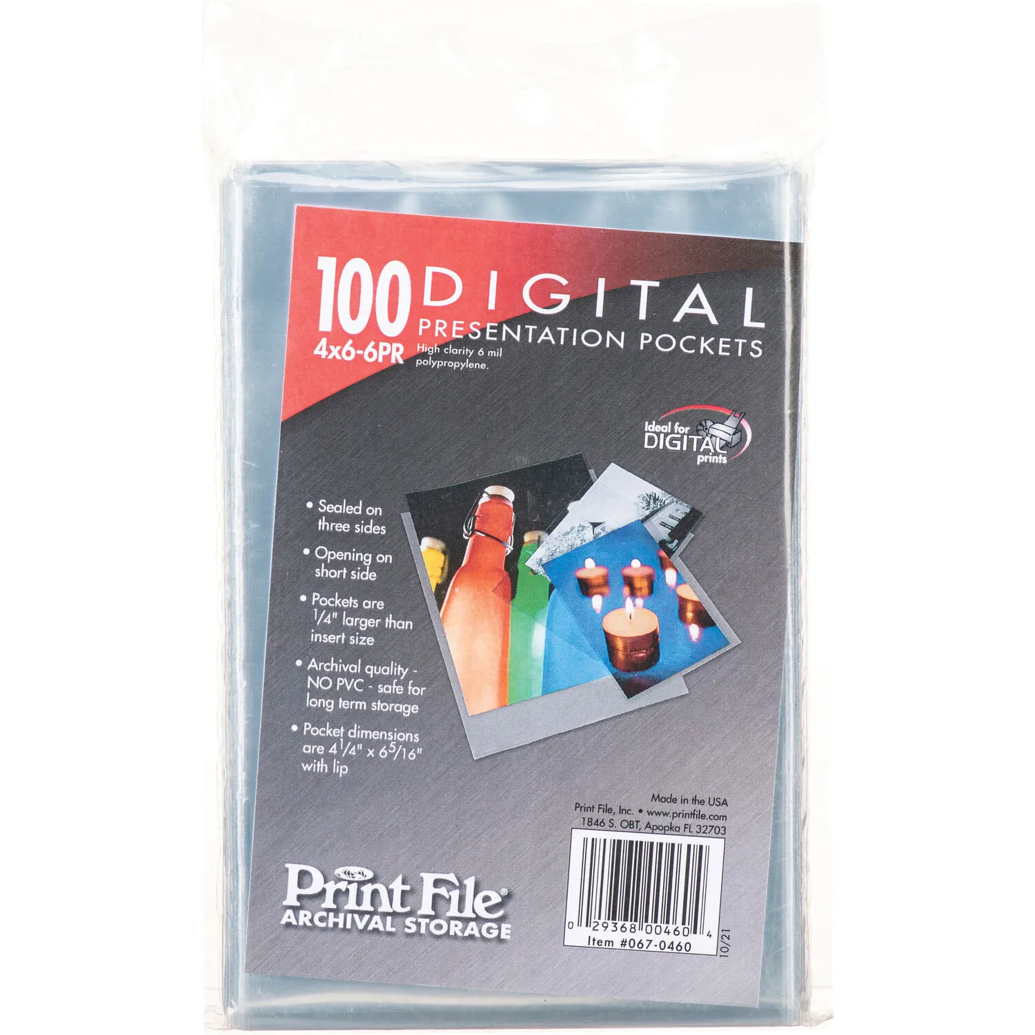 Print File Polypropylene Presentation Pocket (4 x 6", 100-Pack)