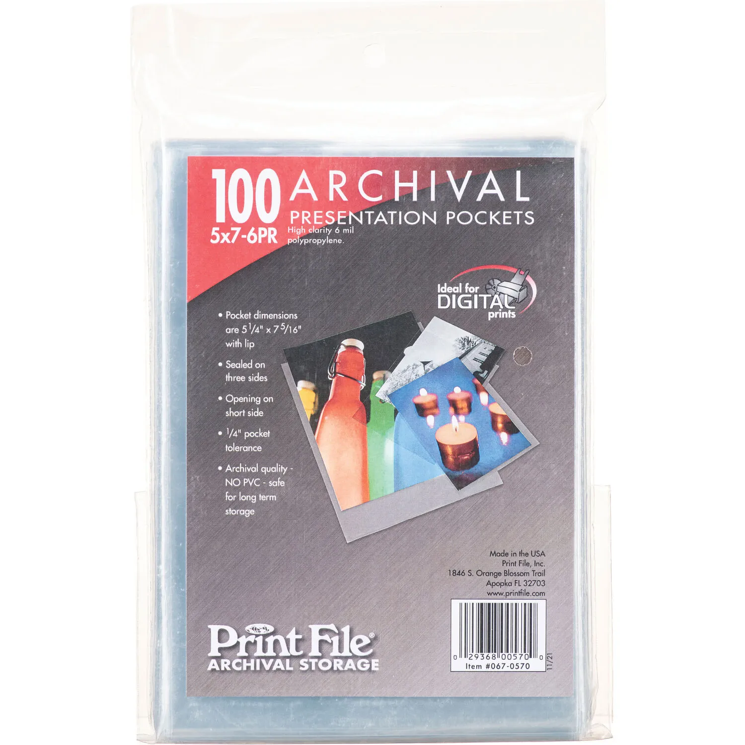 Print File Polypropylene Presentation Pocket (5 x 7", 100-Pack)