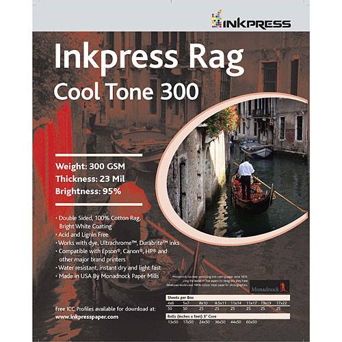 Inkpress Media Rag Cool Tone 300 Paper (11 x 14", 25 Sheets)