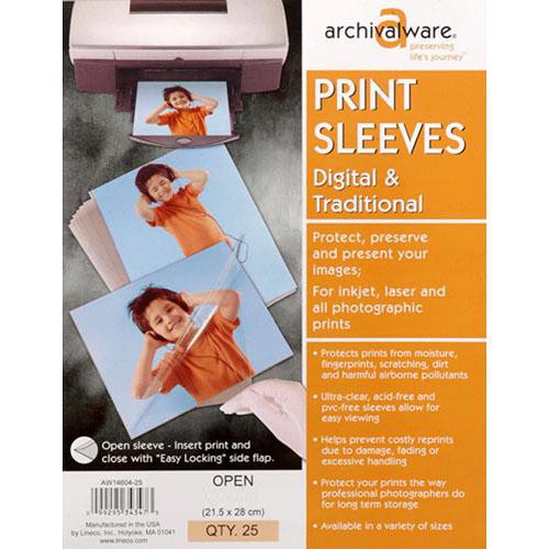 Lineco Print Sleeves with Locking Side Flap (11x14", 25-Pack)