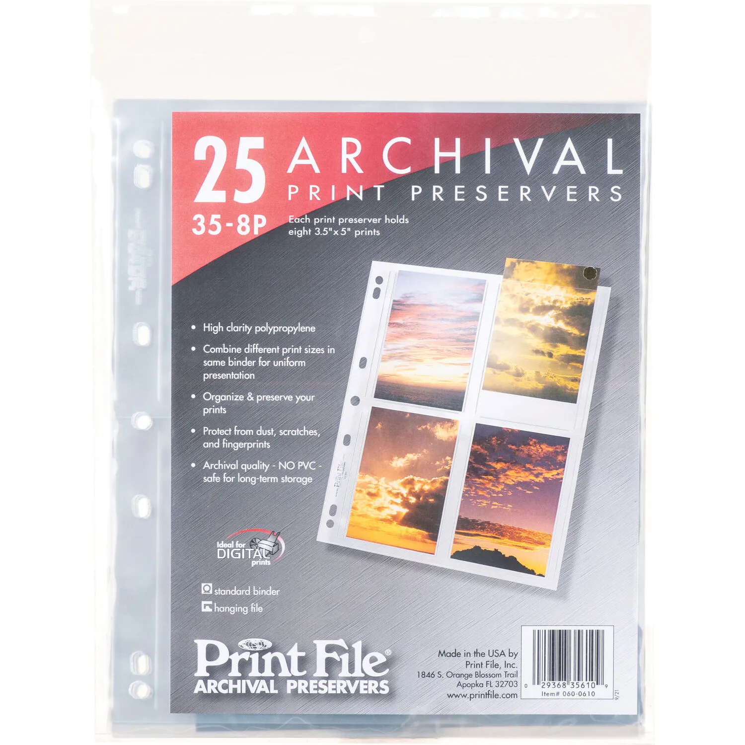 Print File 35-8P Archival Storage Page for 8 Prints (3.5 x 5", 25-Pack)