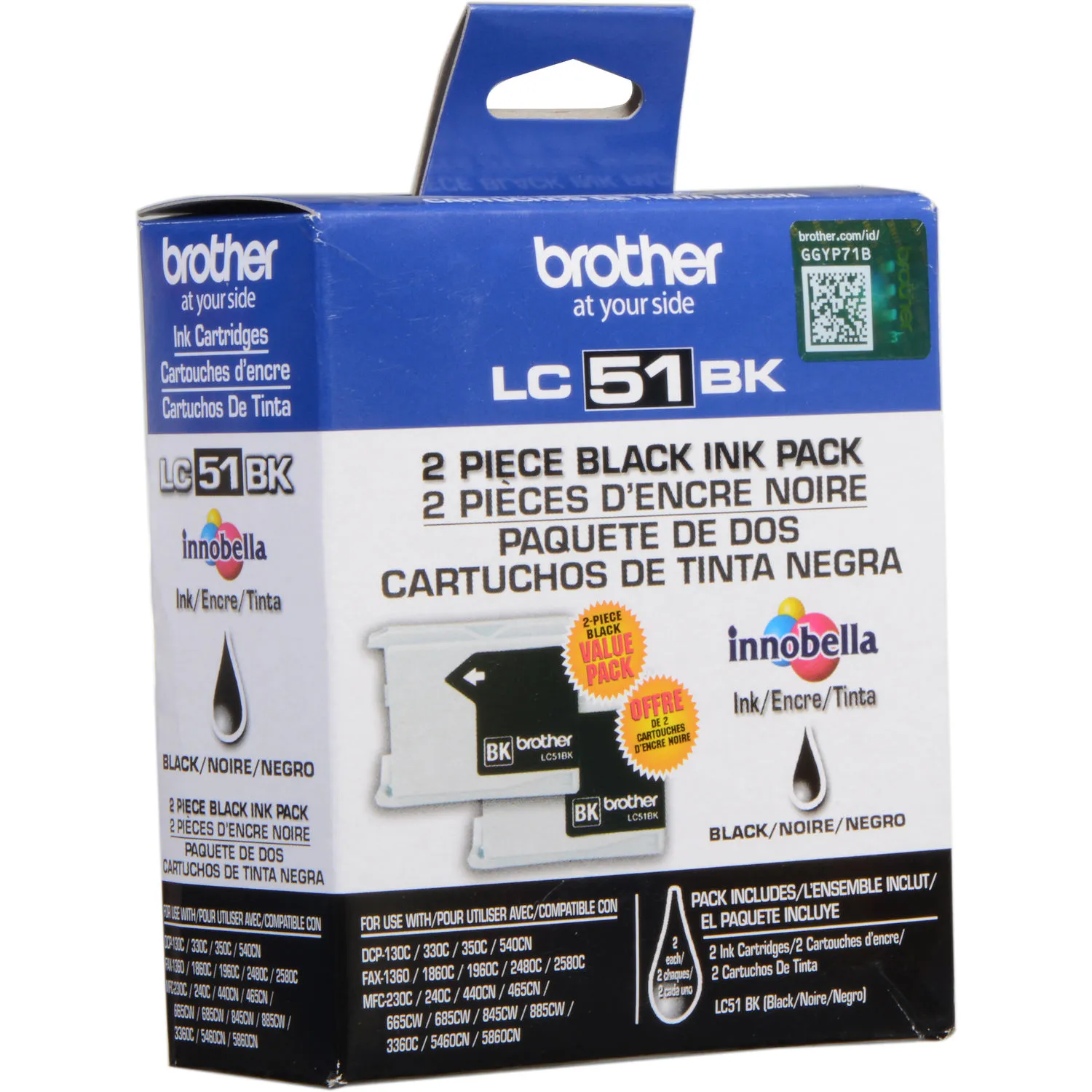 Brother LC-51 Black Ink Cartridges (2 Pack)