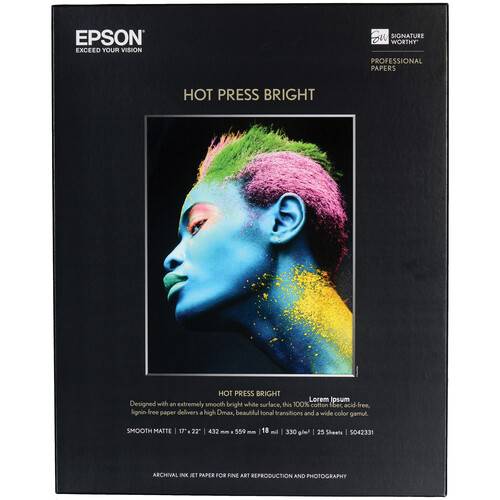 Epson Hot Press Bright Paper (17 x 22", 25 Sheets)