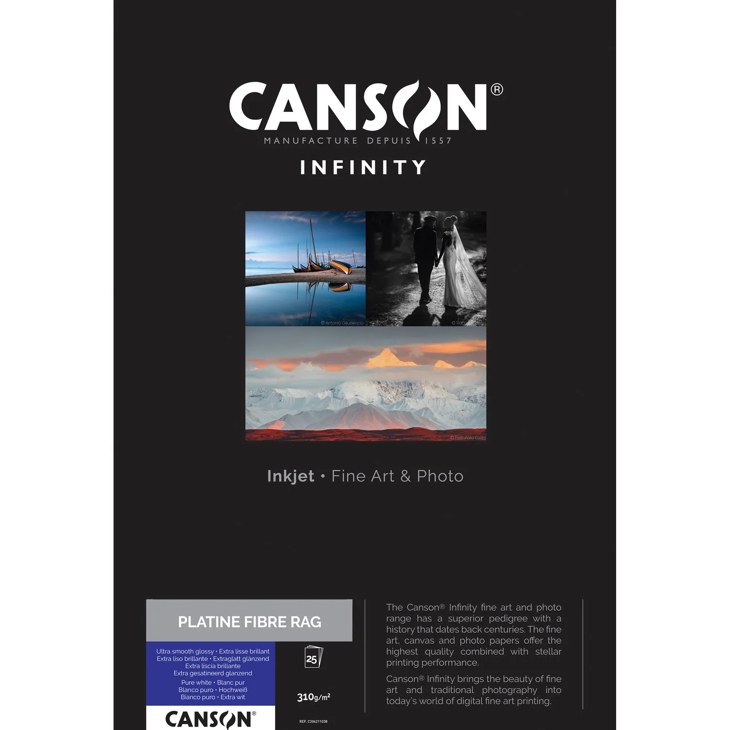 Canson Infinity Platine Fibre Rag Paper (11 x 17", 25 Sheets)