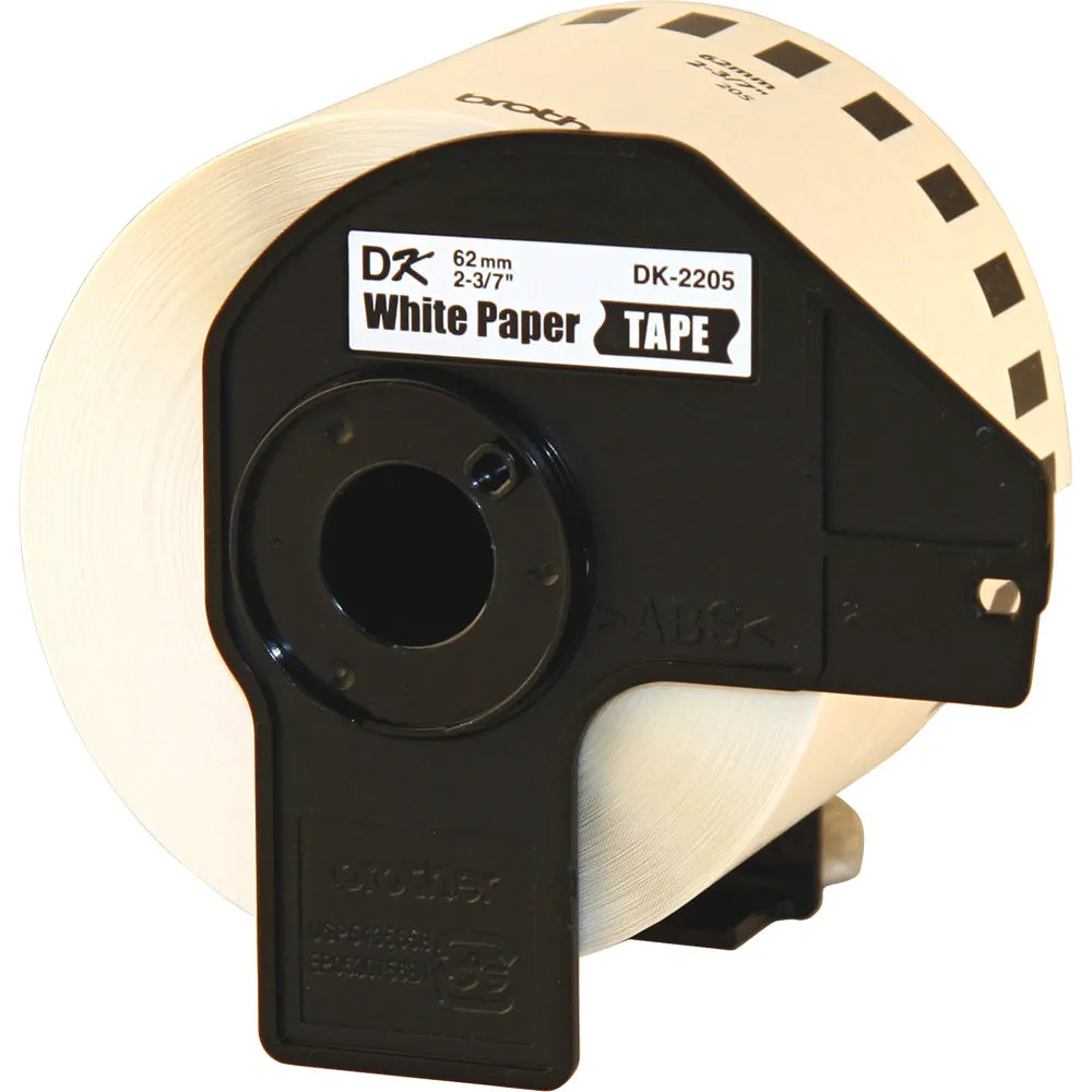 Brother DK-2205 Continuous Paper Labels (White, Cut-to-Length Labels, 2.4" x 100')