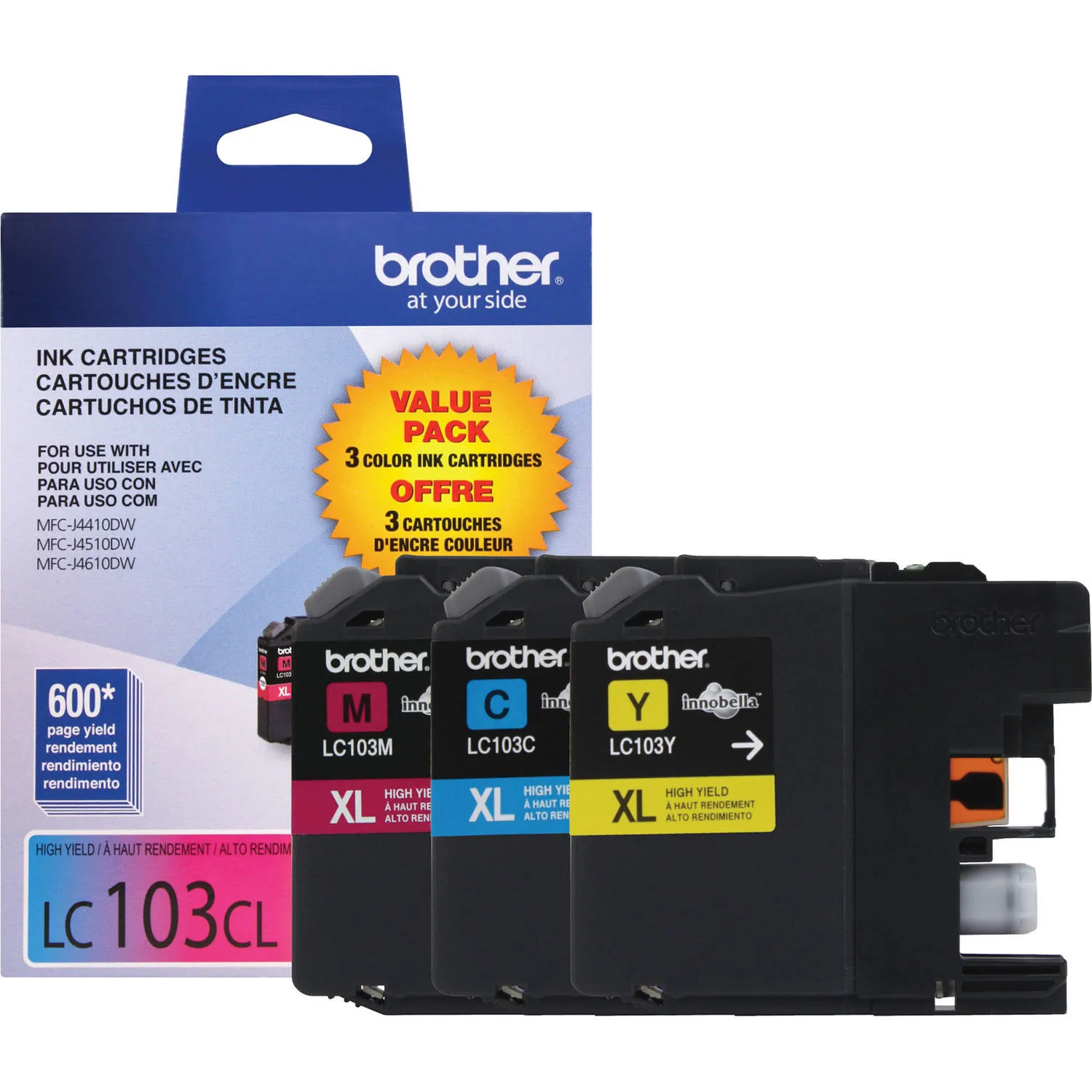 Brother LC1033PKS Innobella High Yield Cyan, Magenta, and Yellow Ink Cartridges