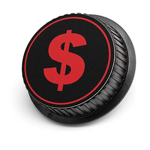 LenzBuddy Dollar Sign Rear Lens Cap for Canon (Black & Red)